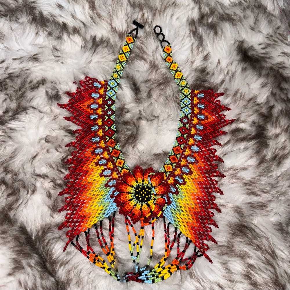 Stunning Handmade Beaded Necklace with Vibrant Colors ☀️❤️‍🔥